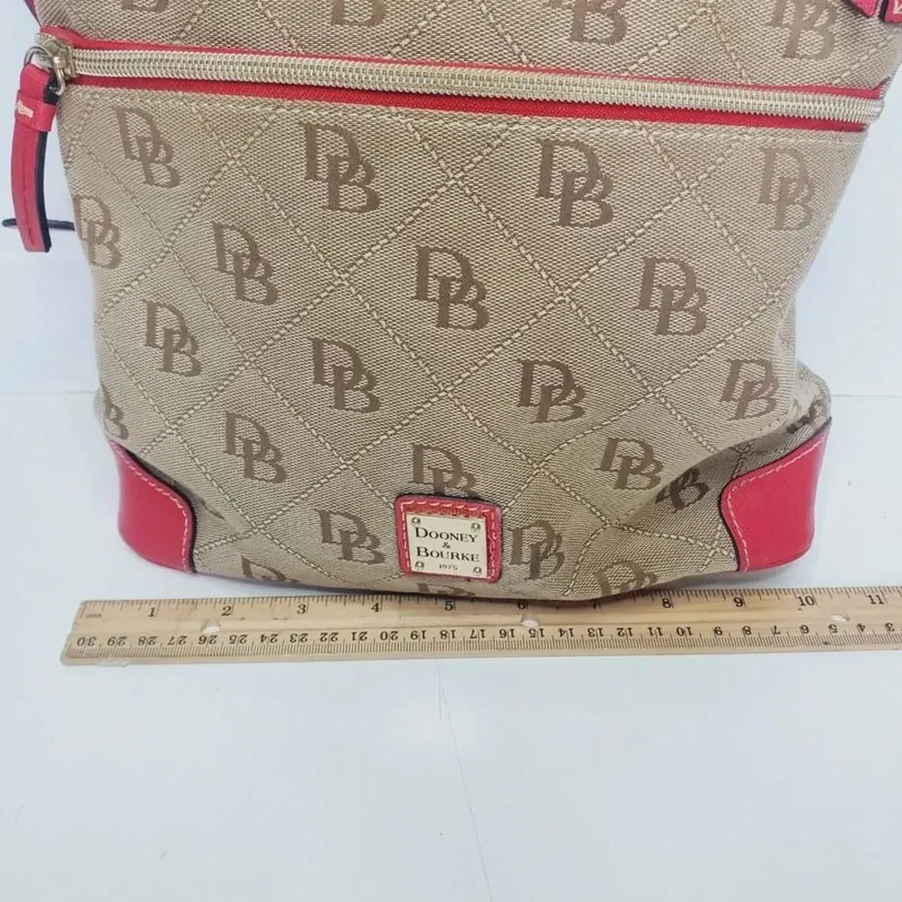 Dooney & Bourke Maxi Quilt Americana Signature Crossbody Natural W Red Leather